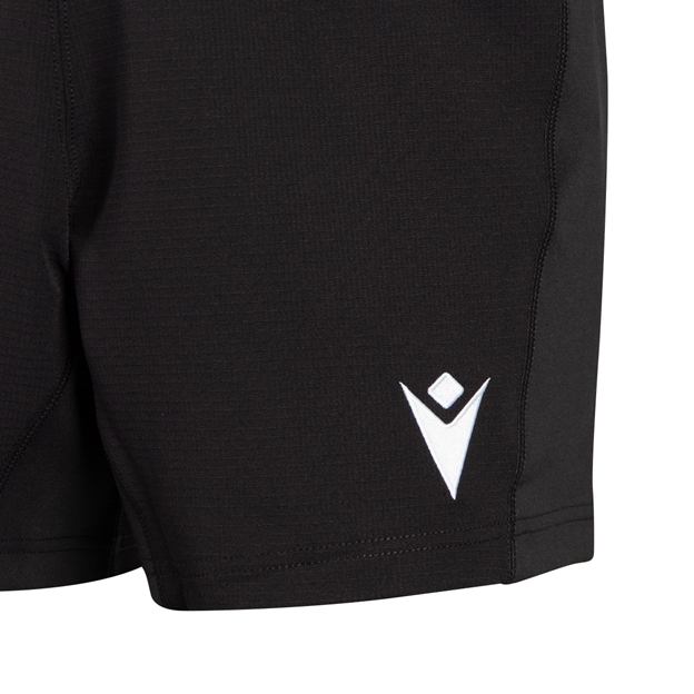Wales Training Rugby Shorts 26/27 Black - Macron Logo Close-up