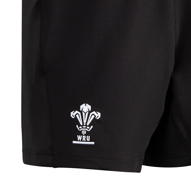 Wales Training Rugby Shorts 26/27 Black - WRU Logo Close-up