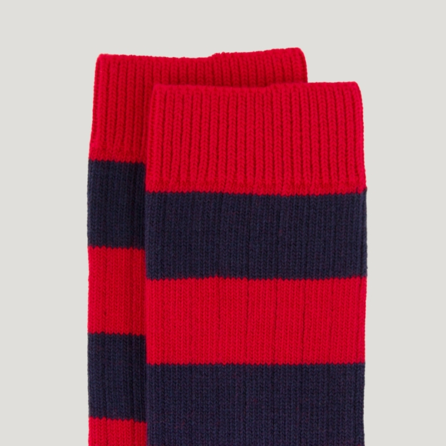 Heritage Pure Cotton Striped Socks - Red/Navy