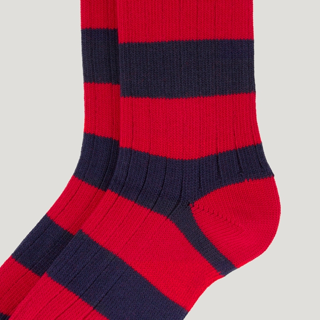 Heritage Pure Cotton Striped Socks - Red/Navy