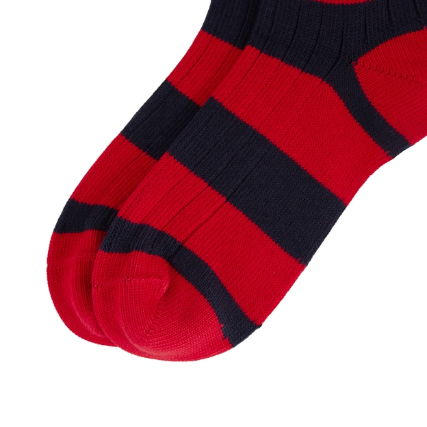 Rugby 1823 Striped Socks Red/Navy - Toe Close-up