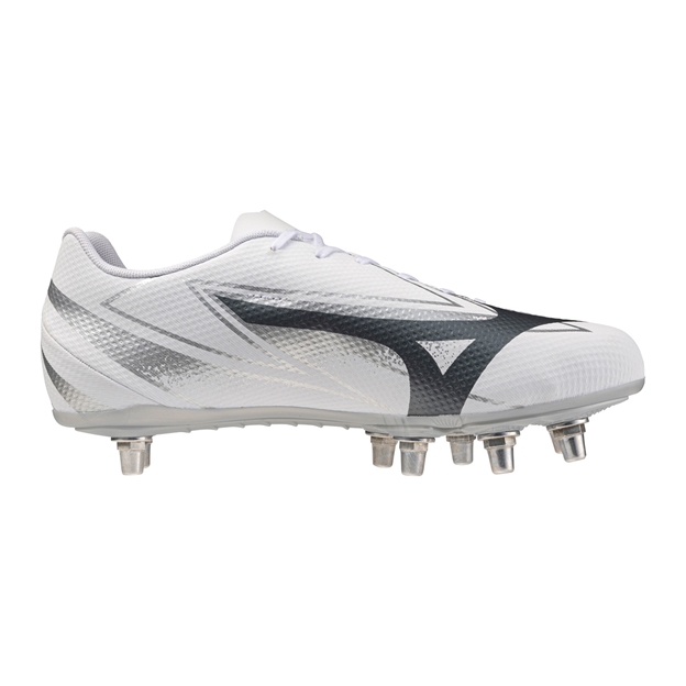 Mizuno Adults Waitangi Pro Soft Ground Rugby Boots White/Metalic Gray - Instep