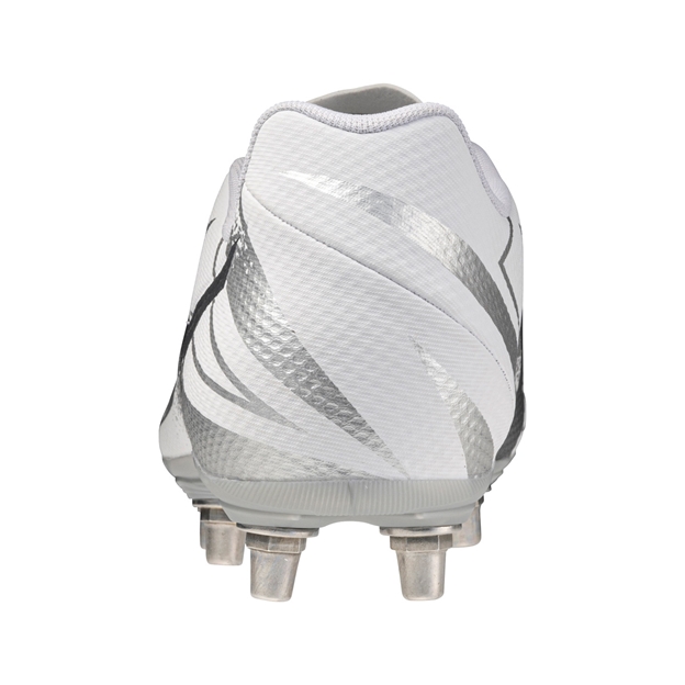 Mizuno Adults Waitangi Pro Soft Ground Rugby Boots White/Metalic Gray - Heel