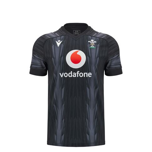 Wales Kids Training Rugby Jersey - Black 2025 - Front Wales Kids Training Rugby Jersey - Black 2025 - Front