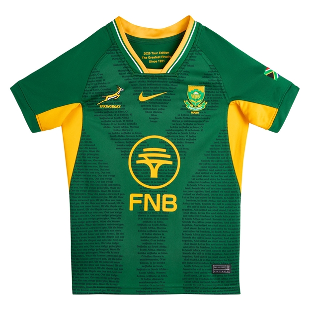 South Africa Springboks Kids All Blacks Home Rugby Shirt 26/27 Gorge Green - Flatlay View