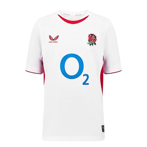 Red Roses Kids Home Rugby Shirt 25/26 White - Front Red Roses Kids Home Rugby Shirt 25/26 White - Front