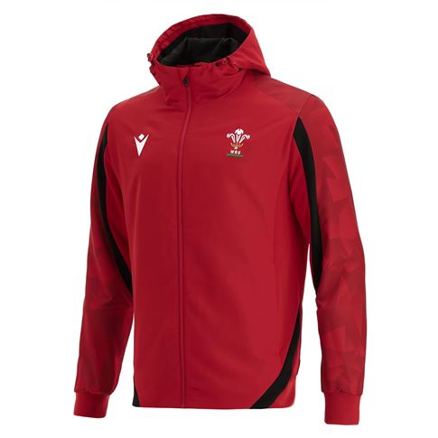 Macron Wales Mens Full Zip Hoodie Red - Front Macron Wales Mens Full Zip Hoodie Red - Front