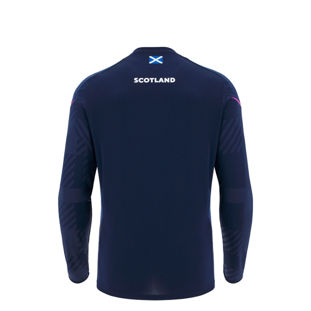 Scotland Junior Training Poly Shirt 25/26 Long Sleeve Navy - Back