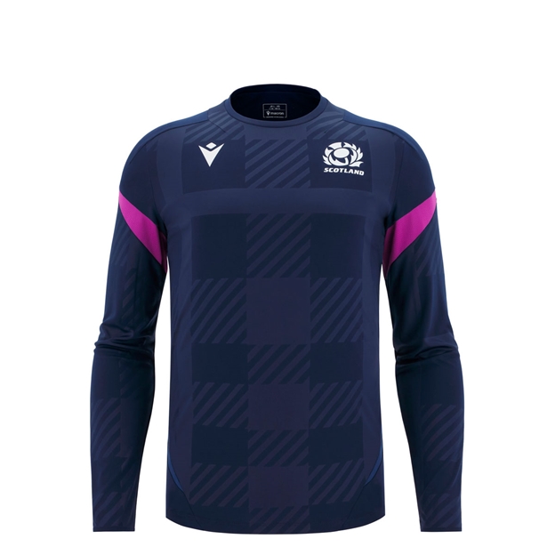 Scotland Junior Training Poly Shirt 25/26 Long Sleeve Navy - Front