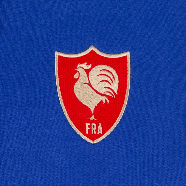 France Kids Classic Hoodie Royal - Crest Embroidery Close-up
