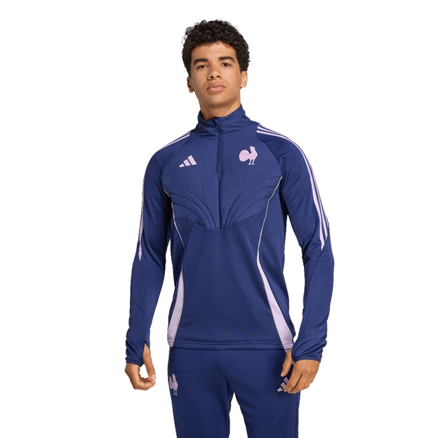 France Mens Thermal Quarter Zip 25/26 Blue - Model Front