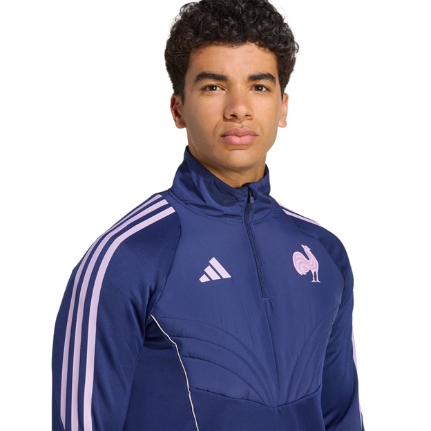 France Mens Thermal Quarter Zip 25/26 Blue - Model Close-up