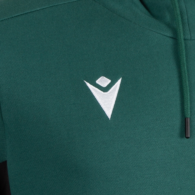 Wales Mens Travel Hoodie 26/27 Green - Macron Logo Close-up