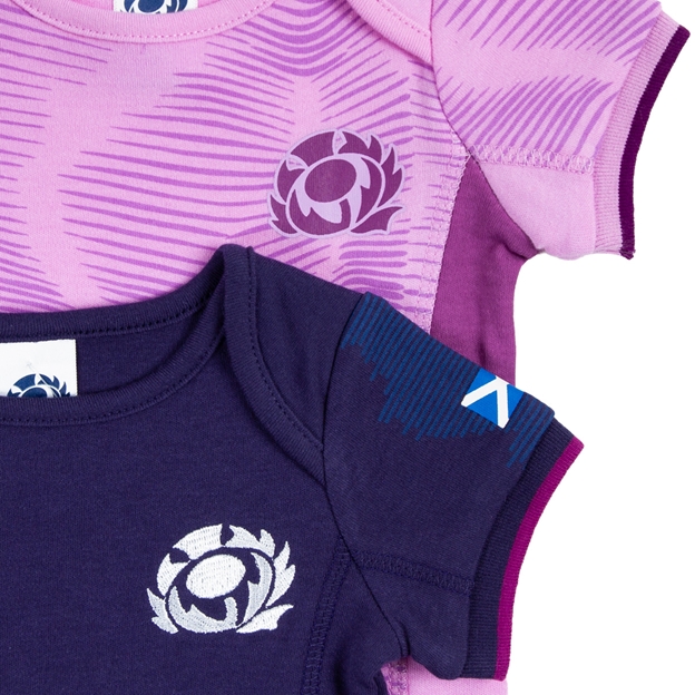 Scotland Baby Home & Away Kit Pack Bodysuits 2526 - SRU Thistles Close-up Scotland Baby Home & Away Kit Pack Bodysuits 2526 - SRU Thistles Close-up