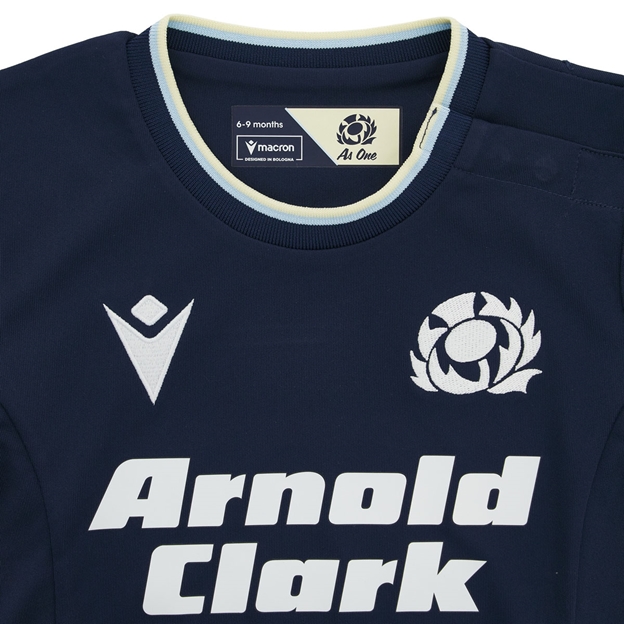 Scotland Babies Home Rugby Shirt 26/27 Navy and Sand - SRU Thistle Close-up