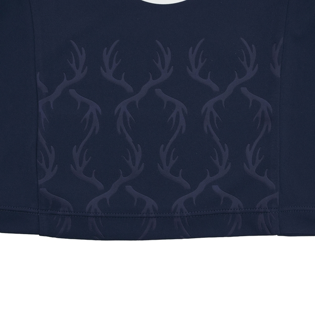 Scotland Babies Home Rugby Shirt 26/27 Navy and Sand - Stag Pattern Close-up