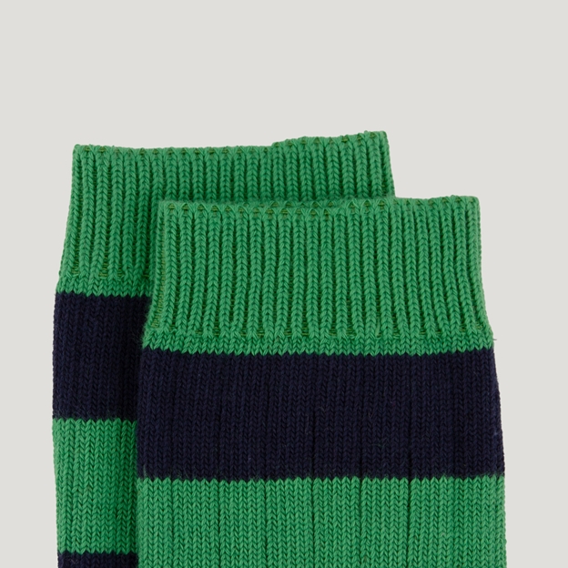 Heritage Pure Cotton Striped Socks - Green/Navy