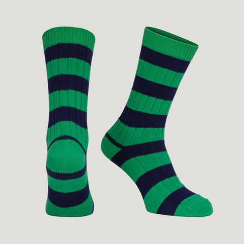 Heritage Pure Cotton Striped Socks – Green/Navy