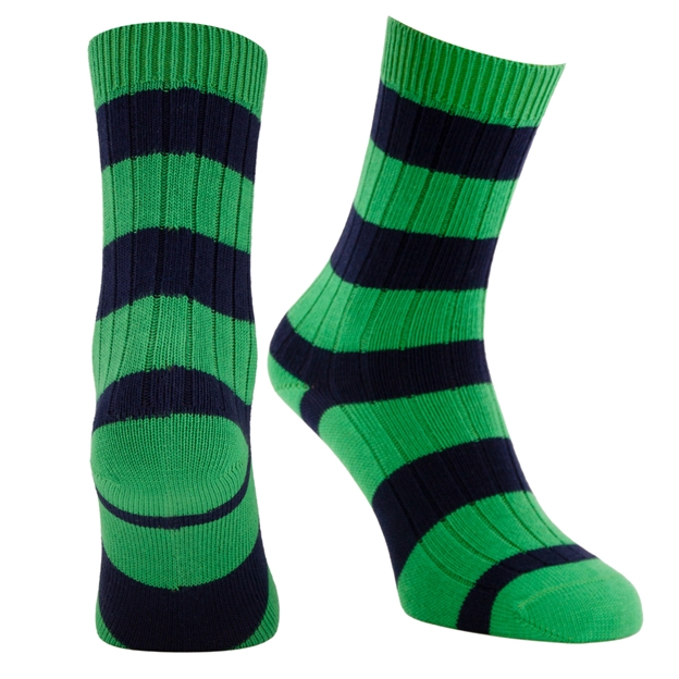 Rugby 1823 Striped Socks Green/Navy - Front View