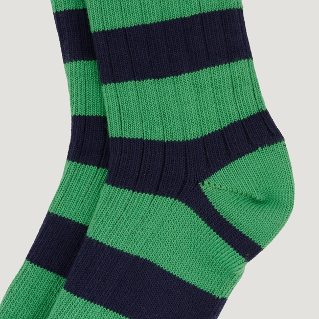 Heritage Pure Cotton Striped Socks - Green/Navy