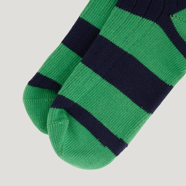 Heritage Pure Cotton Striped Socks - Green/Navy