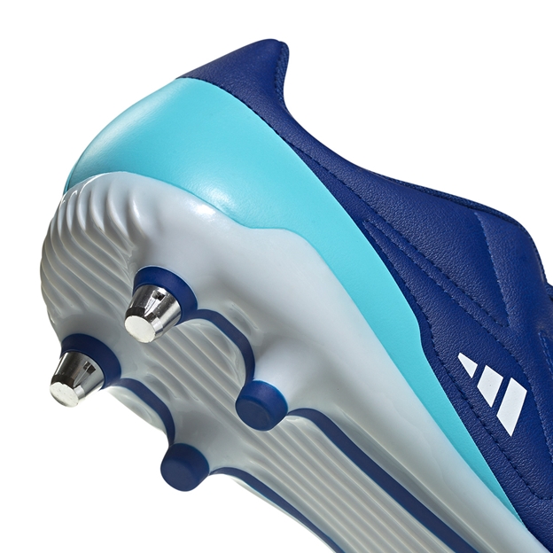 Adidas Adults RS-15 Soft Ground Rugby Boots Team Royal Blue - Heel Close-up View