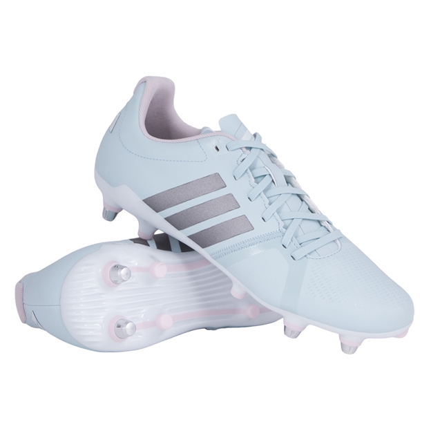 Adidas Womens RS15 Avaglide Rise Soft Ground Rugby Boots Ice Blue - Front View