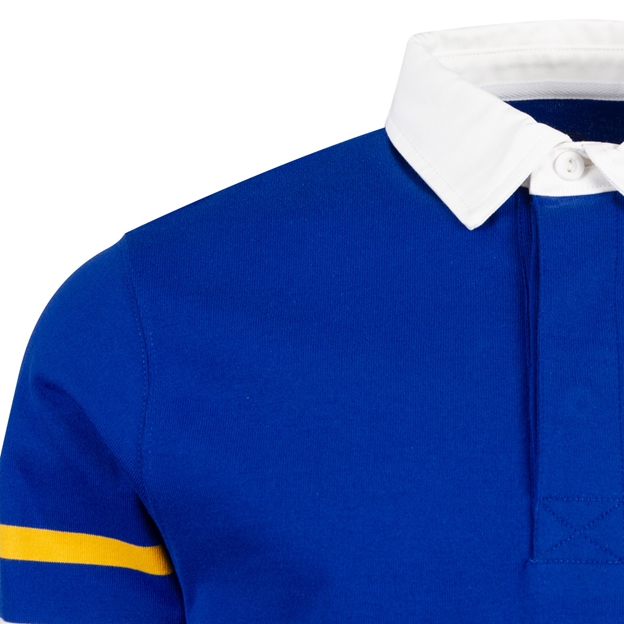 Leinster Mens Retro Rugby Shirt 25/26 Surf The Web/Dress Blue - Collar Close-up