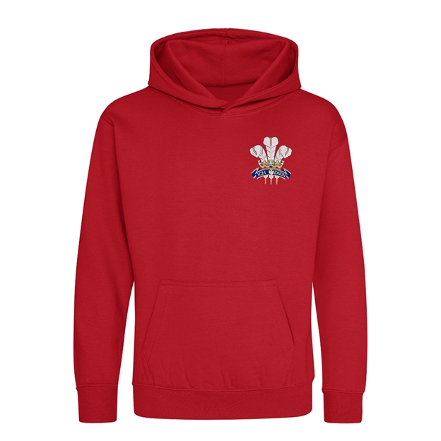 Wales Kids Classic Hoodie Fire Red - Front View
