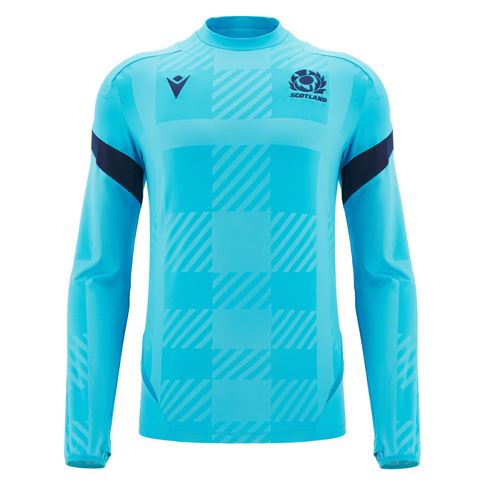 Scotland Mens Training Sweatshirt 25/26 Neon/Sky - Front Scotland Mens Training Sweatshirt 25/26 Neon/Sky - Front