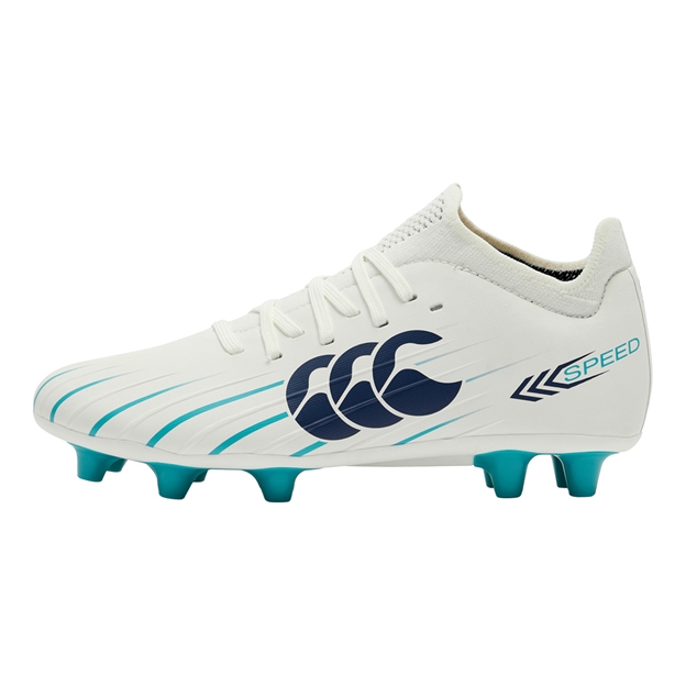Canterbury Kids Speed Falcon 2.0 Pro Firm Ground Rugby Boots White - Outstep View