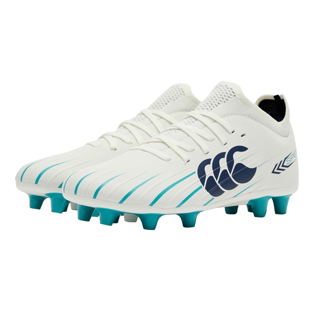 Canterbury Kids Speed Falcon 2.0 Pro Firm Ground Rugby Boots White - Pair Front View