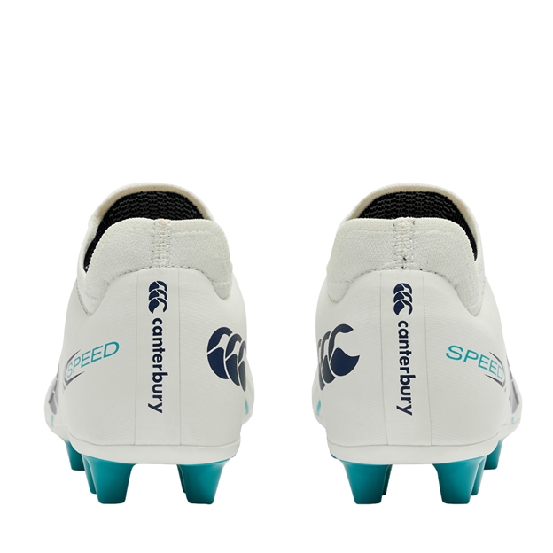 Canterbury Kids Speed Falcon 2.0 Pro Firm Ground Rugby Boots White - Pair Back View