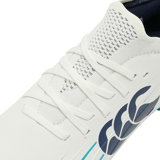 Canterbury Kids Speed Falcon 2.0 Pro Firm Ground Rugby Boots White - Lacing Close-up