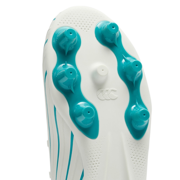 Canterbury Kids Speed Falcon 2.0 Pro Firm Ground Rugby Boots White - Forefoot Close-up