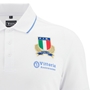 Italy Mens Cotton Players Travel Polo T-Shirt 25/26 White - Italy Badge Close-up 