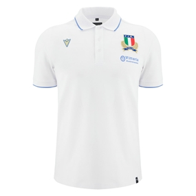 Italy Mens Cotton Players Travel Polo T-Shirt 25/26 White - Front