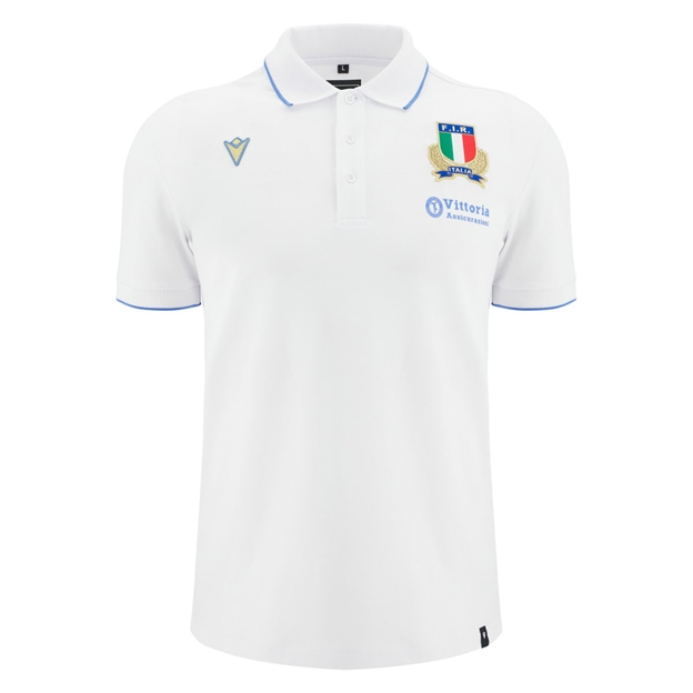 Italy Mens Cotton Players Travel Polo T-Shirt 25/26 White - Front