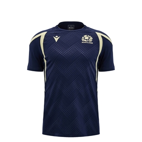 Scotland Kids Training Shirt 26/27 Navy and Sand - Front View