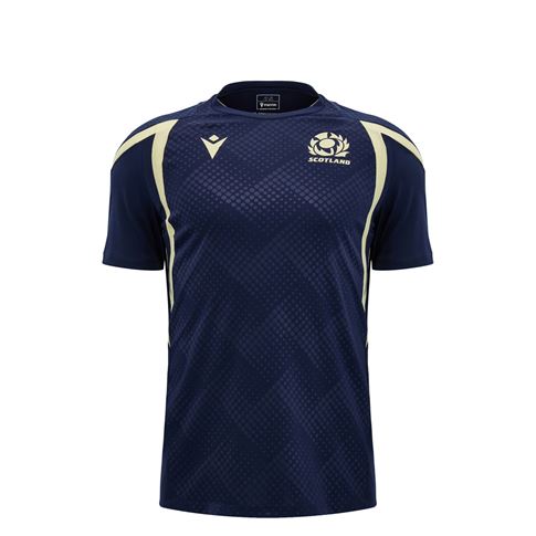 Scotland Kids Training Shirt 26/27 Navy and Sand - Front View