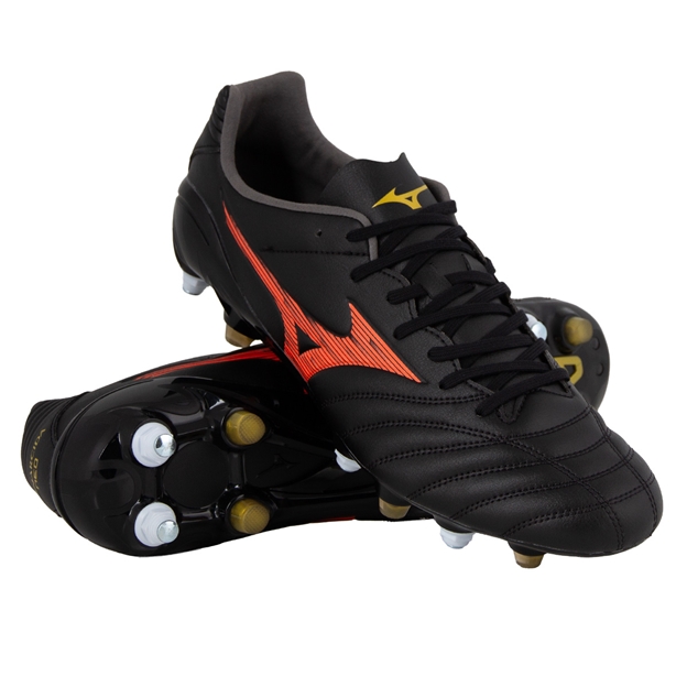 Mizuno Adults Monarcida Neo III Pro MIX Soft Ground Rugby Boots Bright Black - Front View