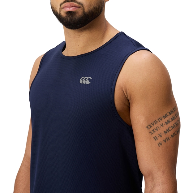 Canterbury Mens Tempo Singlet Navy - Model Close-up