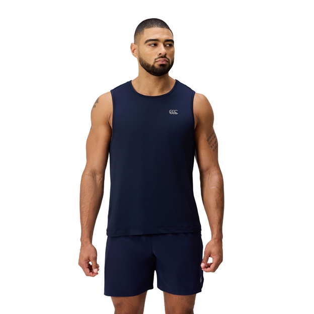 Canterbury Mens Tempo Singlet Navy - Model Front