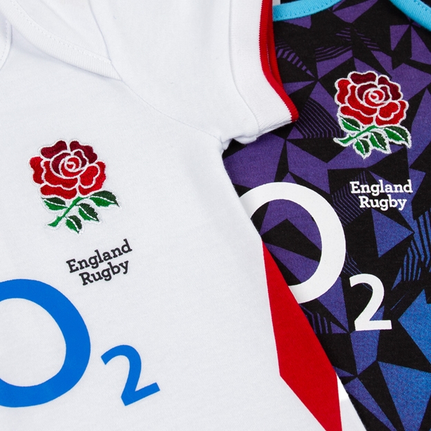 England Baby Home & Away Kit Pack Bodysuits 25/26 - RFU Rose Embroidery England Baby Home & Away Kit Pack Bodysuits 25/26 - RFU Rose Embroidery