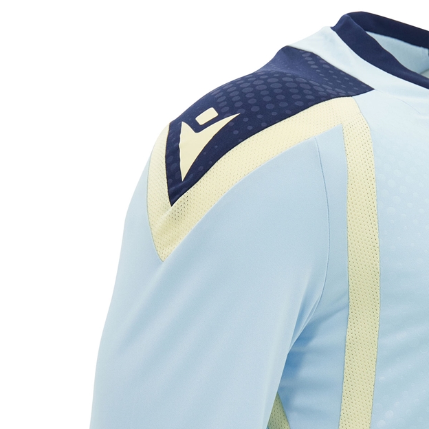 Scotland Mens Training Shirt 26/27 Short Sleeve Blue and Sand - Sleeve Detail Close-up