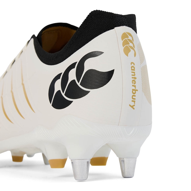Canterbury Adults Phoenix 2.0 Pro Soft Ground Rugby Boots - White - Heel
