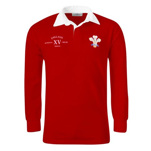 Wales Adults Classic XV Rugby Shirt Long Sleeve Red - Front Wales Adults Classic XV Rugby Shirt Long Sleeve Red - Front