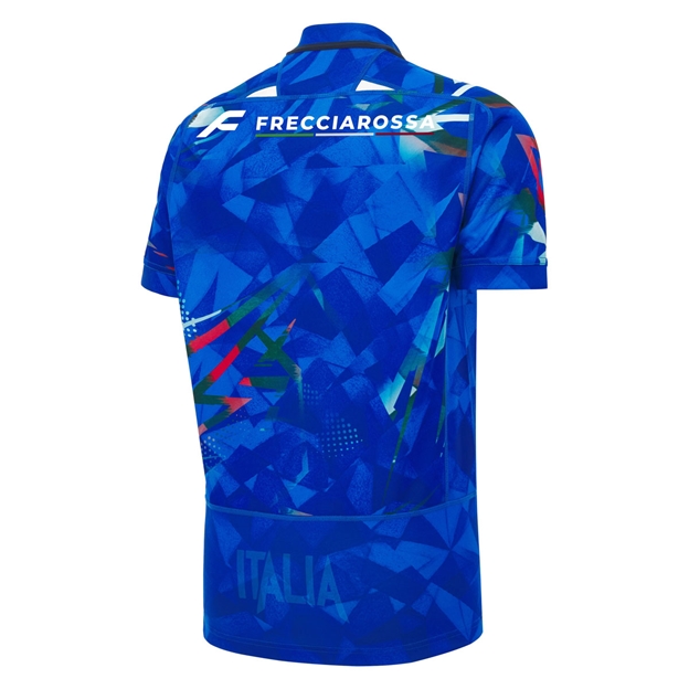 Italy Mens Home Rugby Shirt 26/27 Blue - Back View