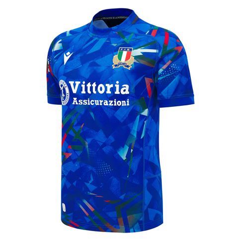 Italy Mens Home Rugby Shirt 26/27 Blue - Front View
