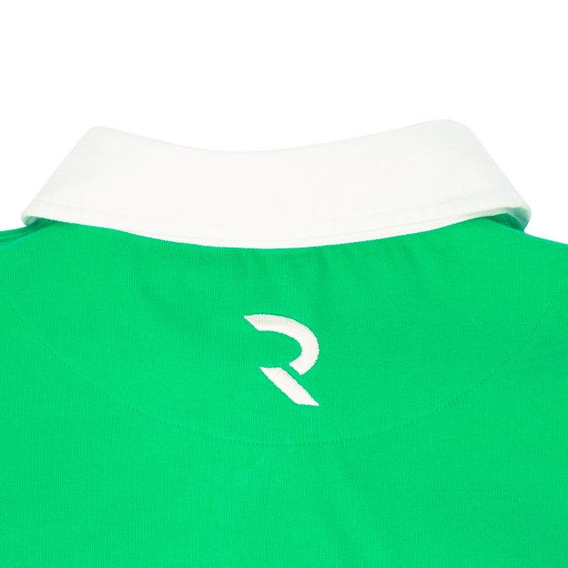 Rugby 1823 Mens Rugby Shirt Long Sleeve Bright Green - Collar Back Close-up